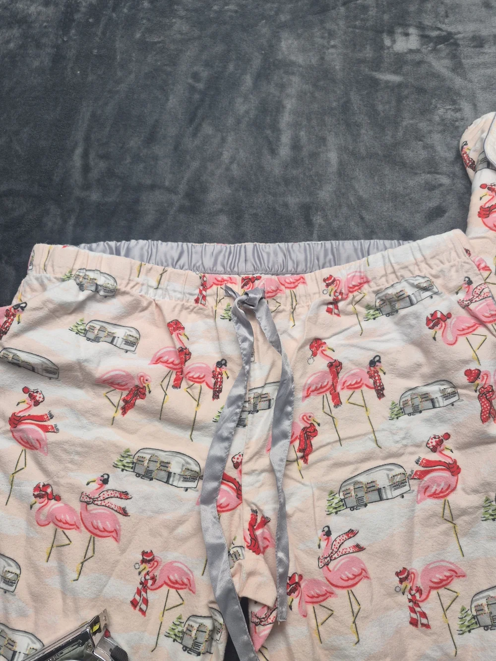 Nick & Nora Womens Flannel Pajama Set XLRetired Pink Flamingo Airstream Camper